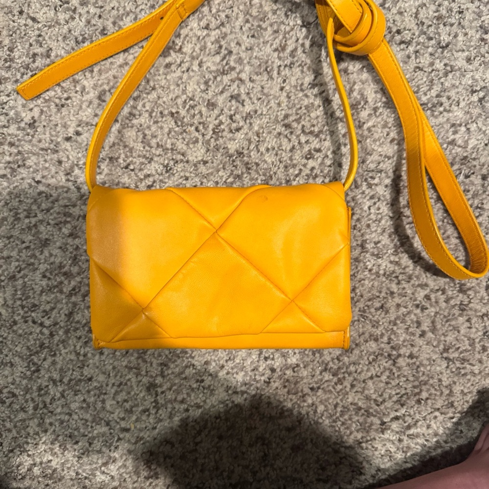 Yellow Quilted Crossbody Bag by Vince Camuto, Leather in Orange